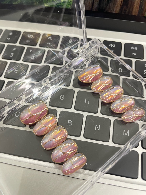 短款显白电镀轻奢高级百搭幻彩穿戴甲美甲贴片