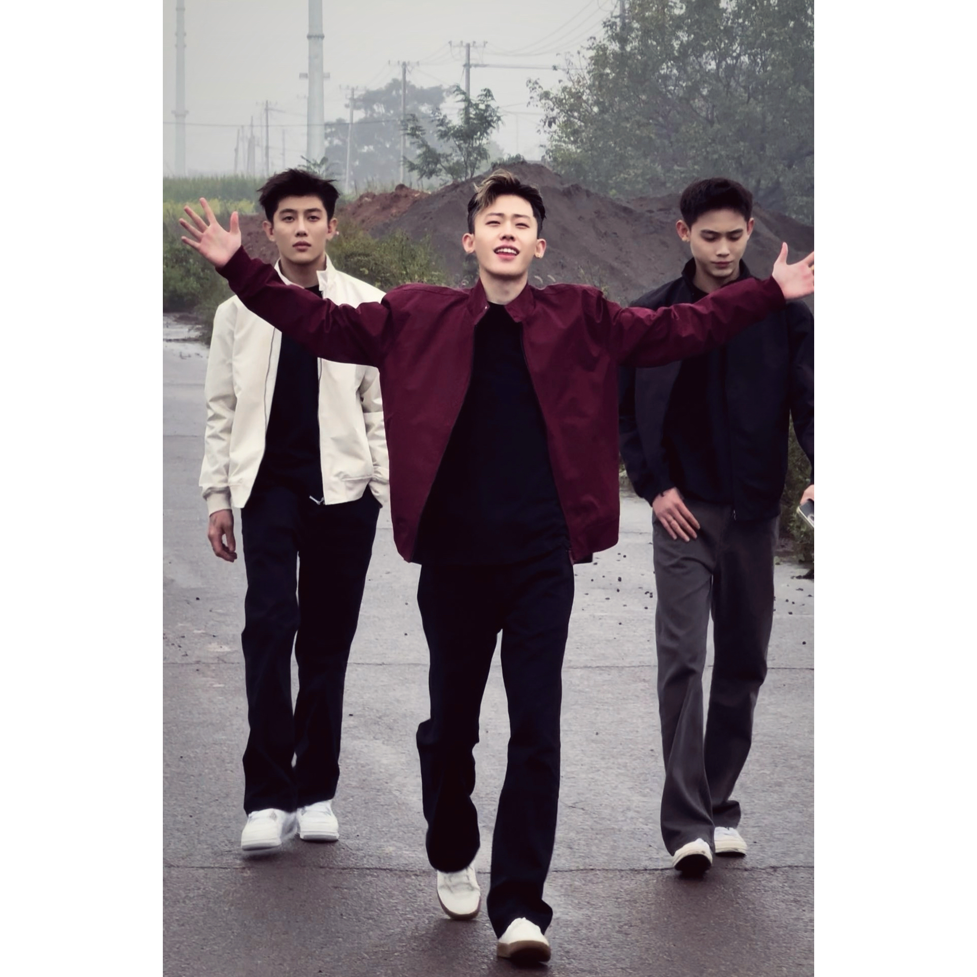 SOSTINE「肌理面料」水洗做旧复古阔腿工装裤裤男直筒休闲裤