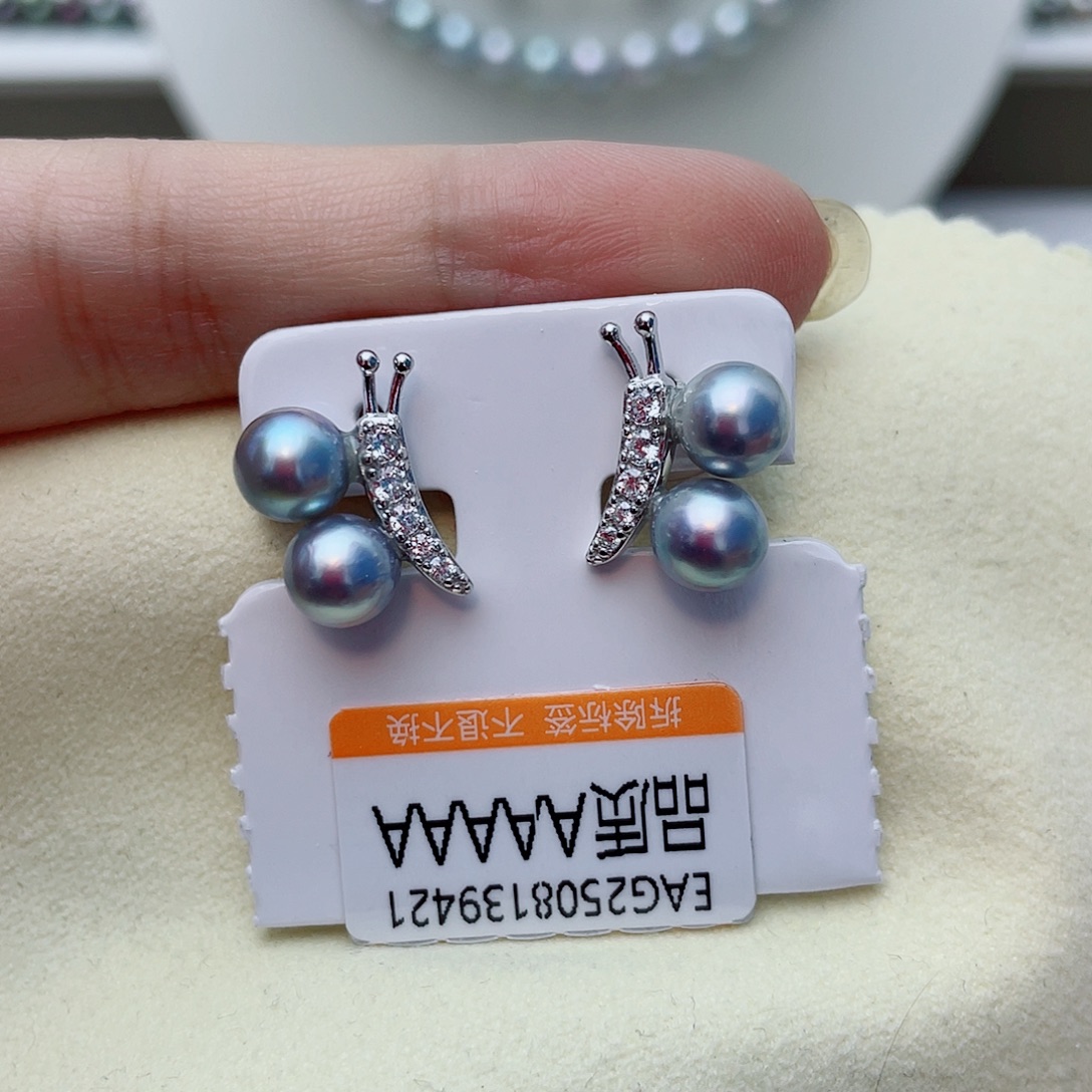 银S925镶嵌耳饰海水珍珠w35