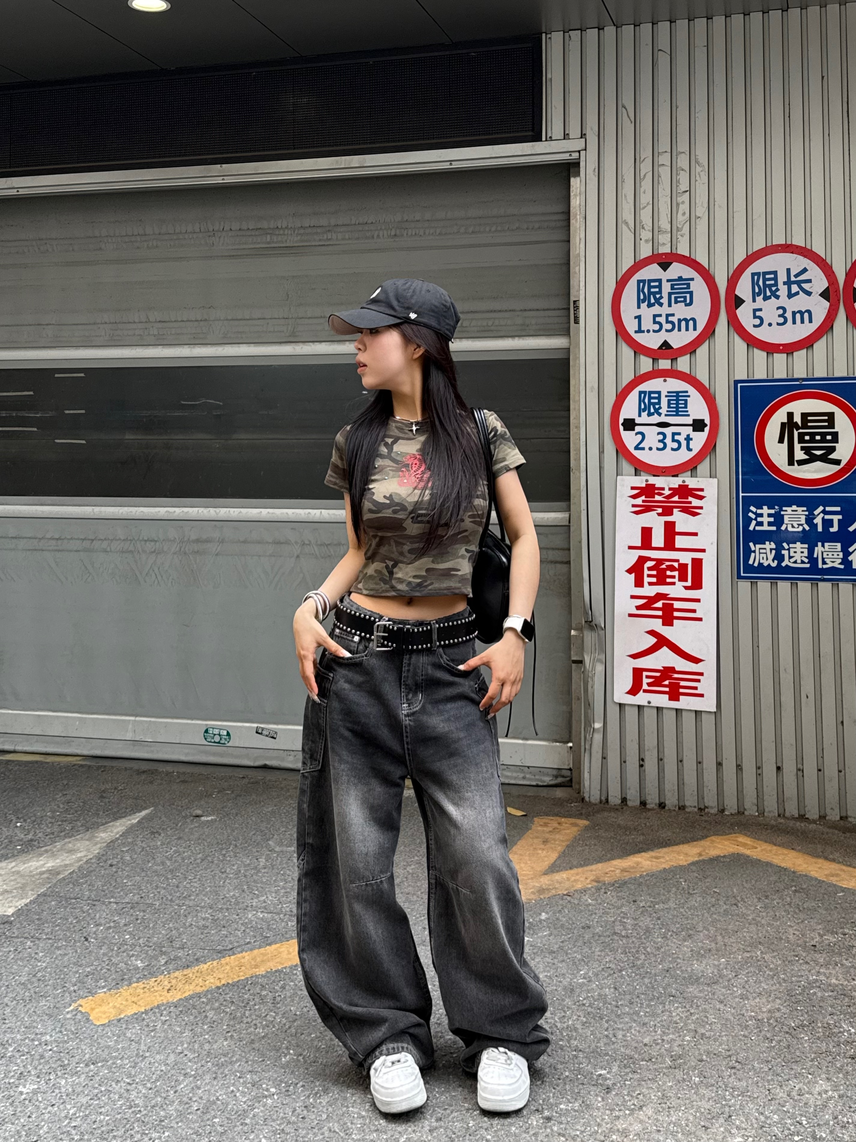 恩恩自制【废土风】夏季新款复古废土风小众做旧水洗牛仔拖地阔腿裤