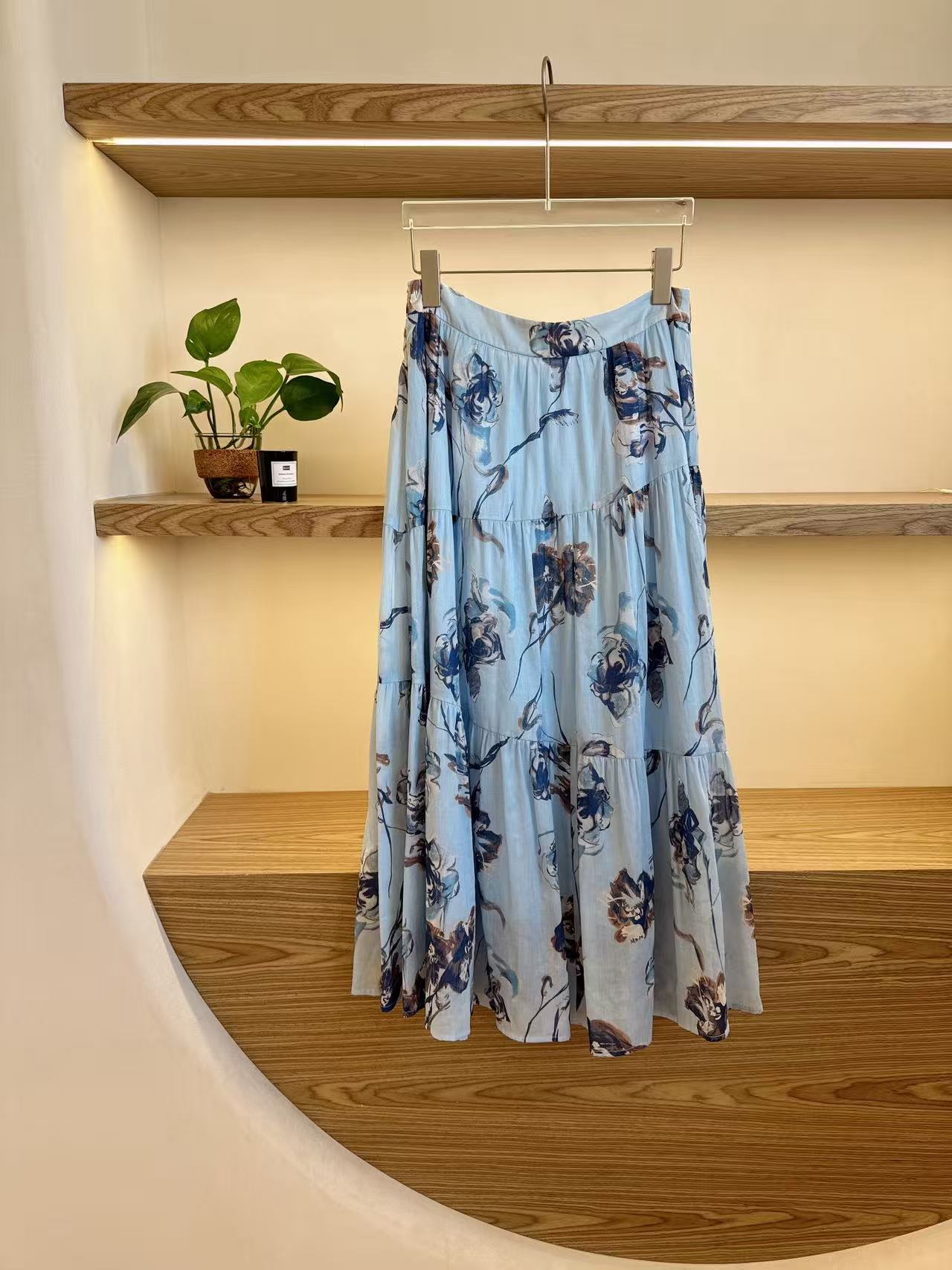 【脸哥】度假印花蛋糕半裙蓝色