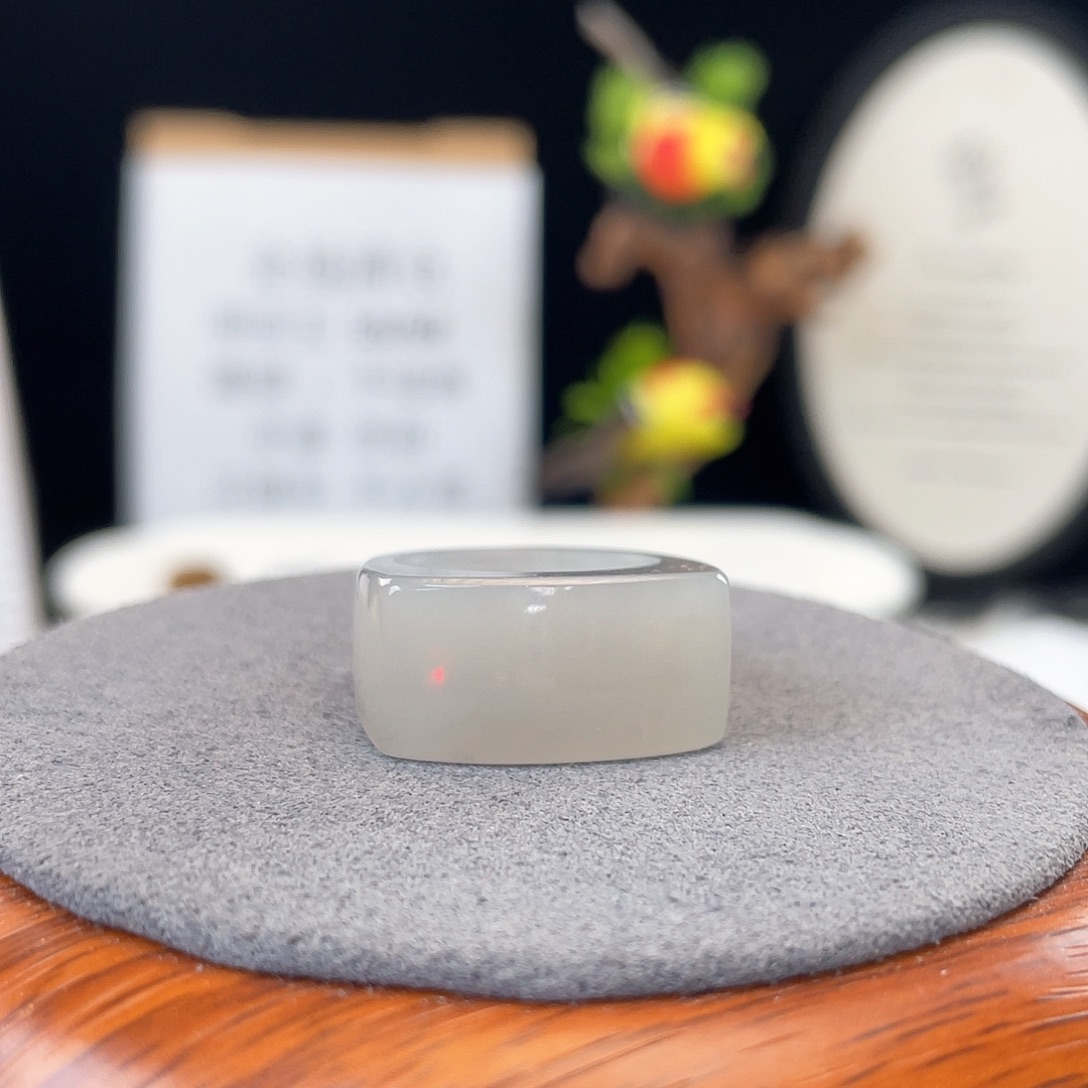 和田玉戒指未镶嵌z34冰透灰马鞍17不退货