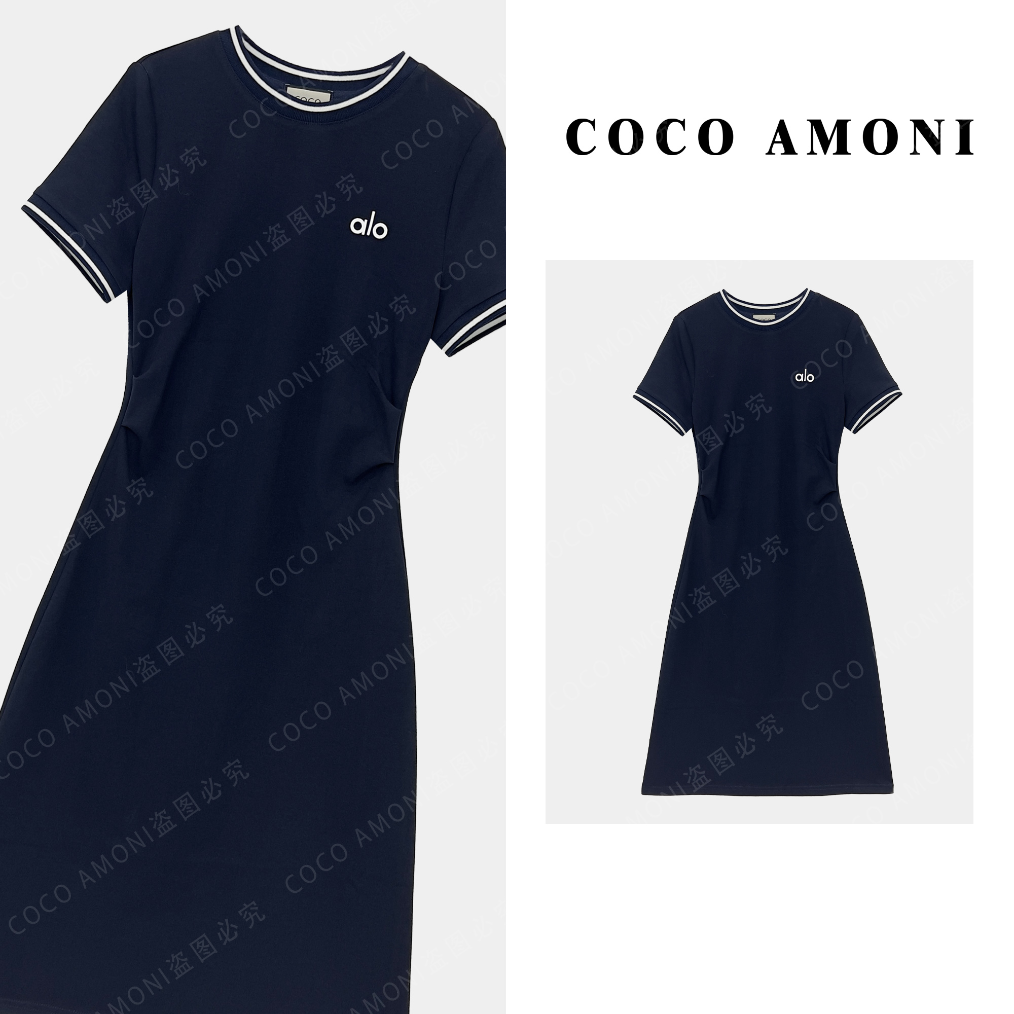 高级设计师新款定制女装拼接褶皱收腰减龄气质显瘦连衣裙ZC867