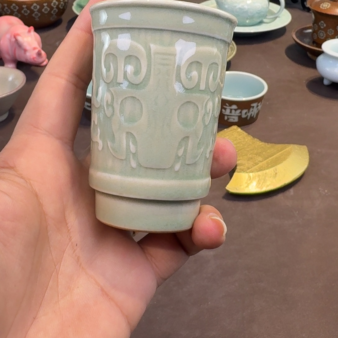 杯龙泉青瓷茶具微瑕
