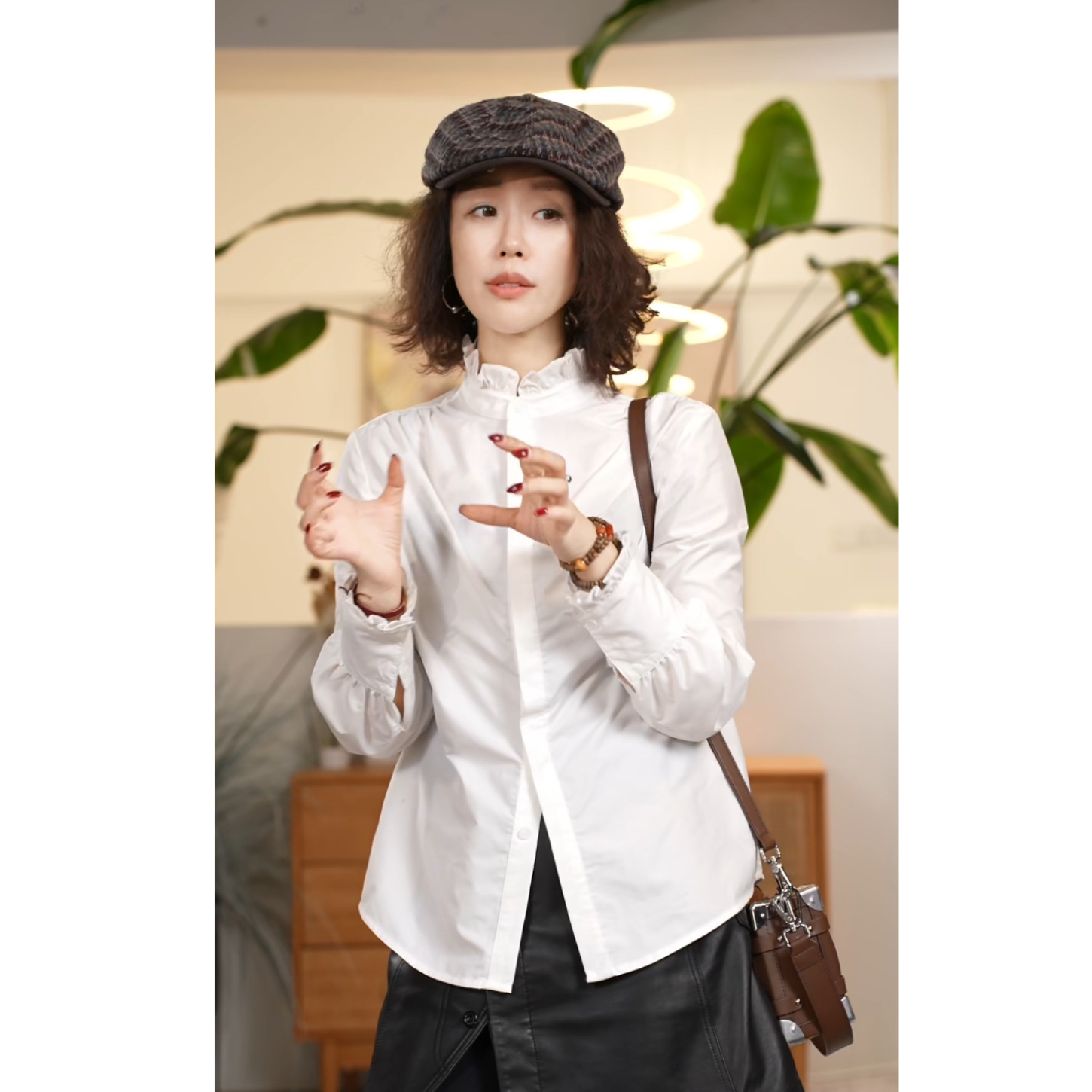 Y【叭哒不惑】棉木耳边立领衬衫女简约时尚小众衬衣上衣