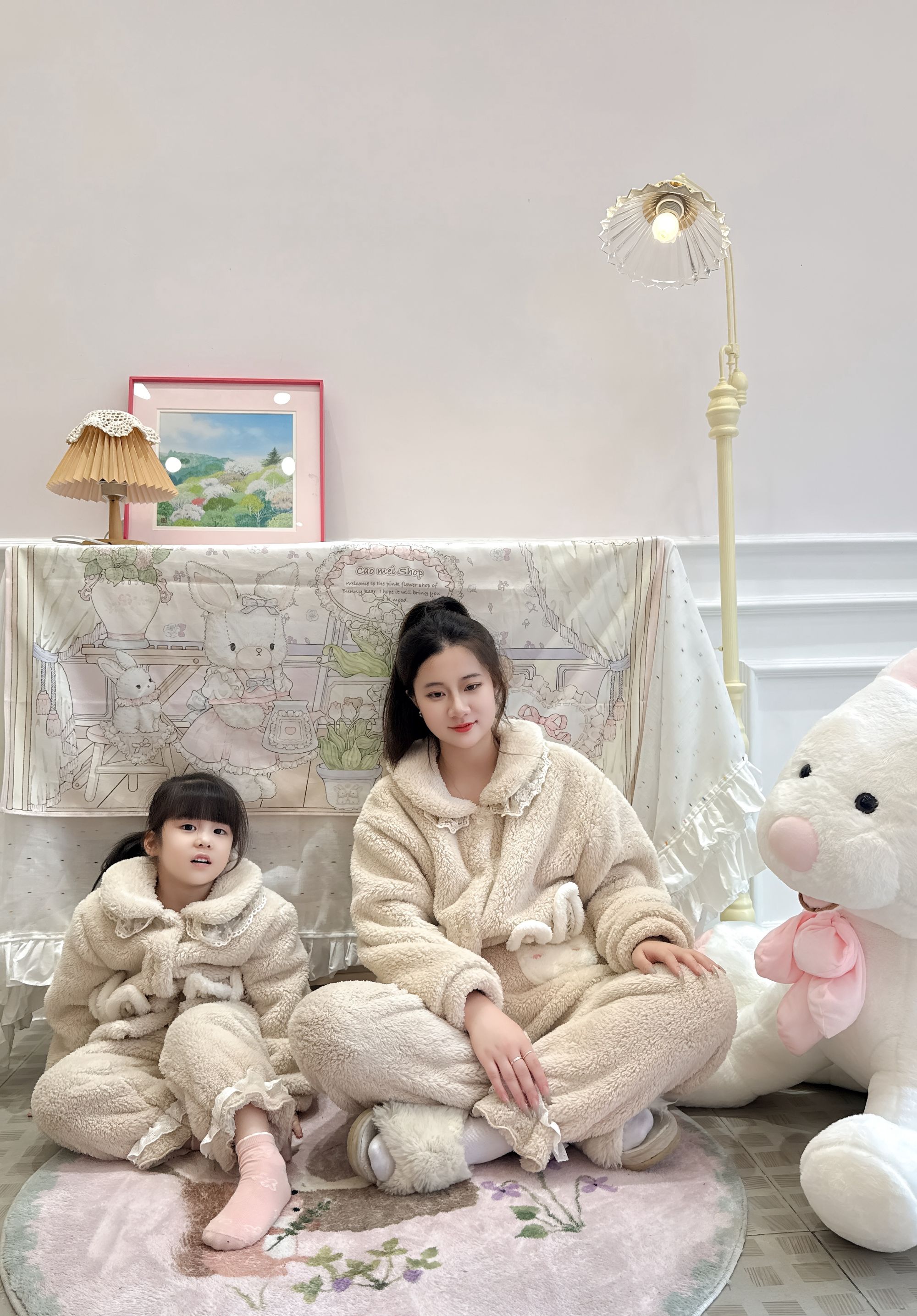 2025亲子长袖睡衣秋冬韩版女童家居服套装保暖中大童儿童居家服