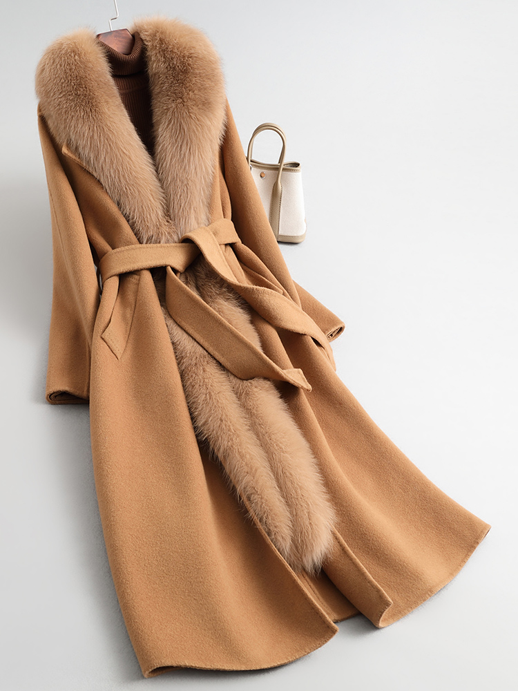 〈纪朵研〉H590厚款秋季潮牌女装中长款翻领秋冬气质双面呢大衣