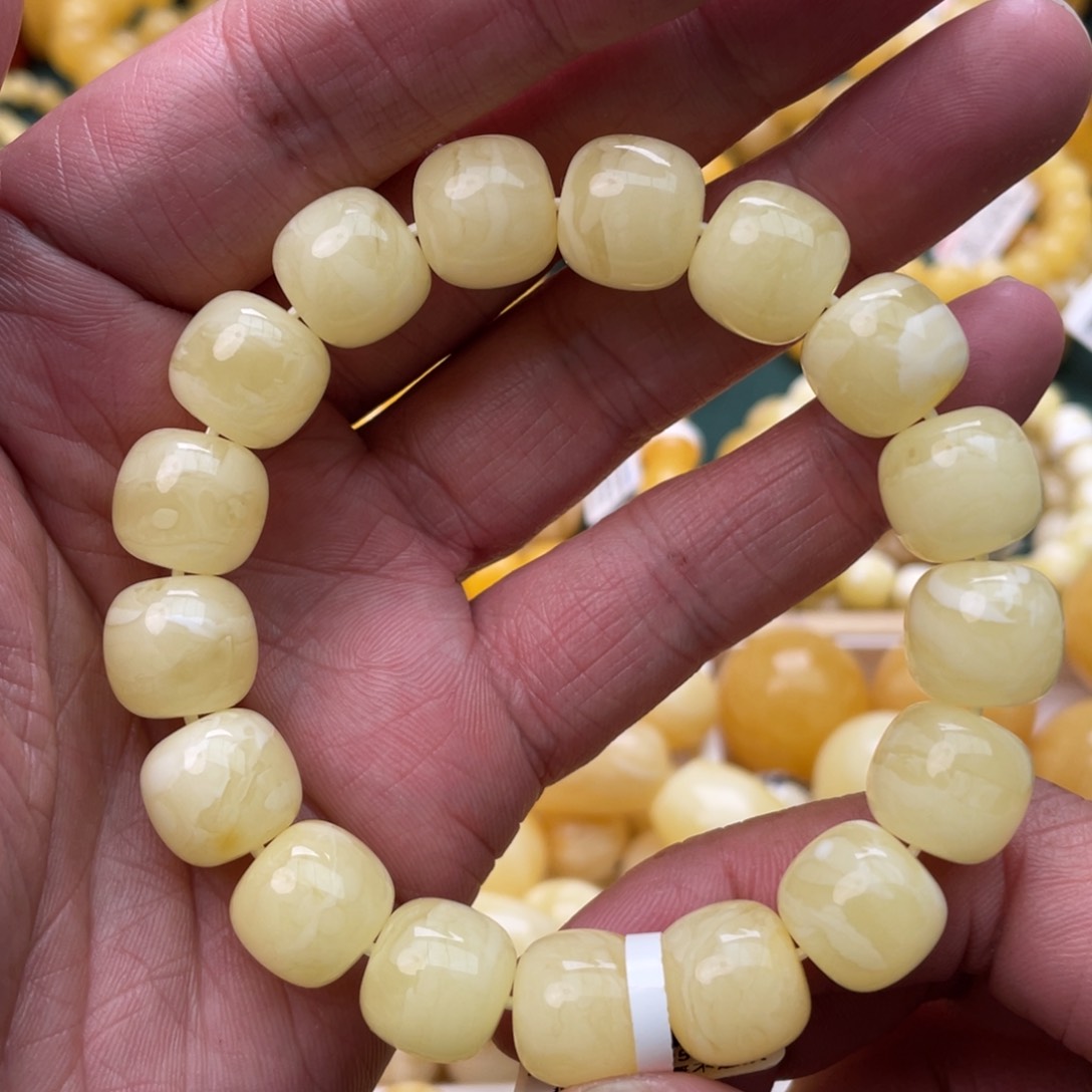 蜜蜡珠宝奇石未镶嵌13mm焦皮同料老型手串23.6