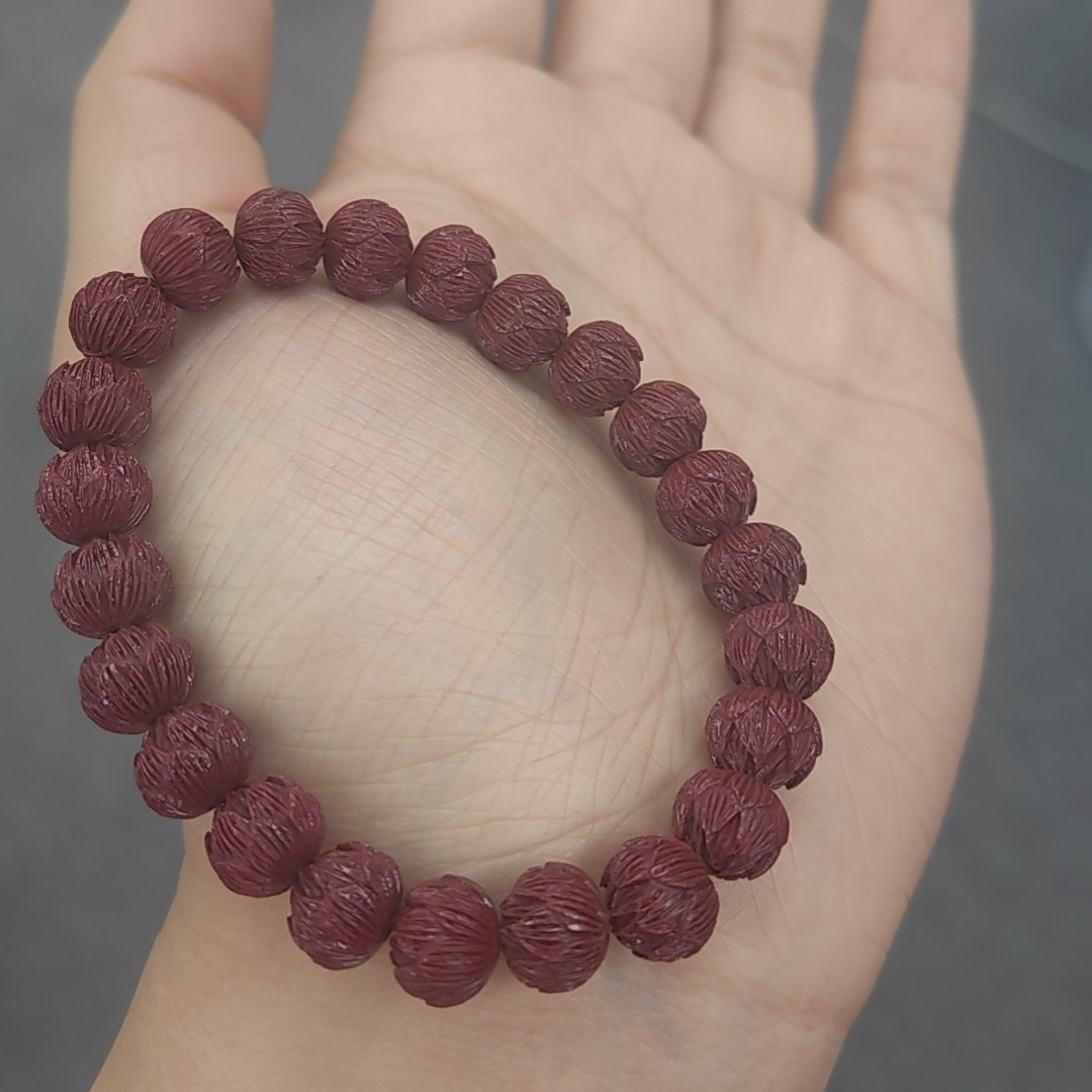 含辰砂工艺品高含量紫金砂莲花珠9毫米单圈手串