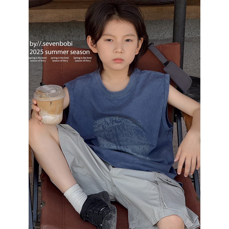  【现货】男童背心2025夏季新款中大童夏装无袖坎肩儿童百搭上衣潮