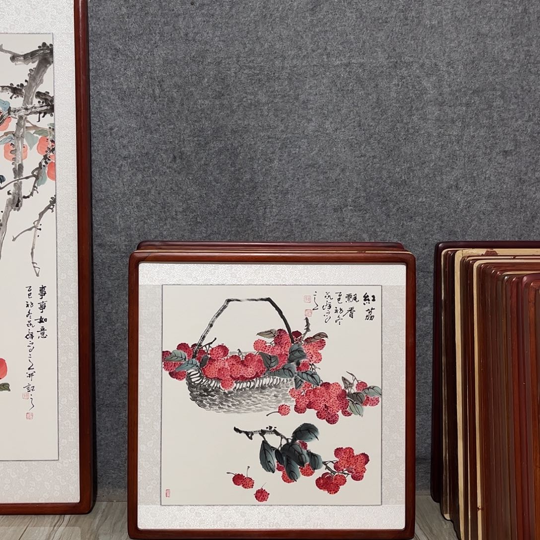 国画书画作品带框63×63
