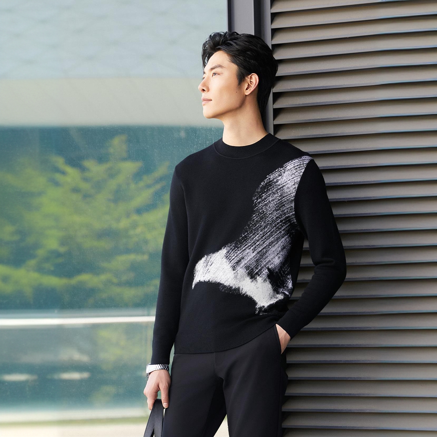 【100%绵羊毛】利郎羊毛衫男24QMS908长袖针织时尚印花保暖秋冬提花