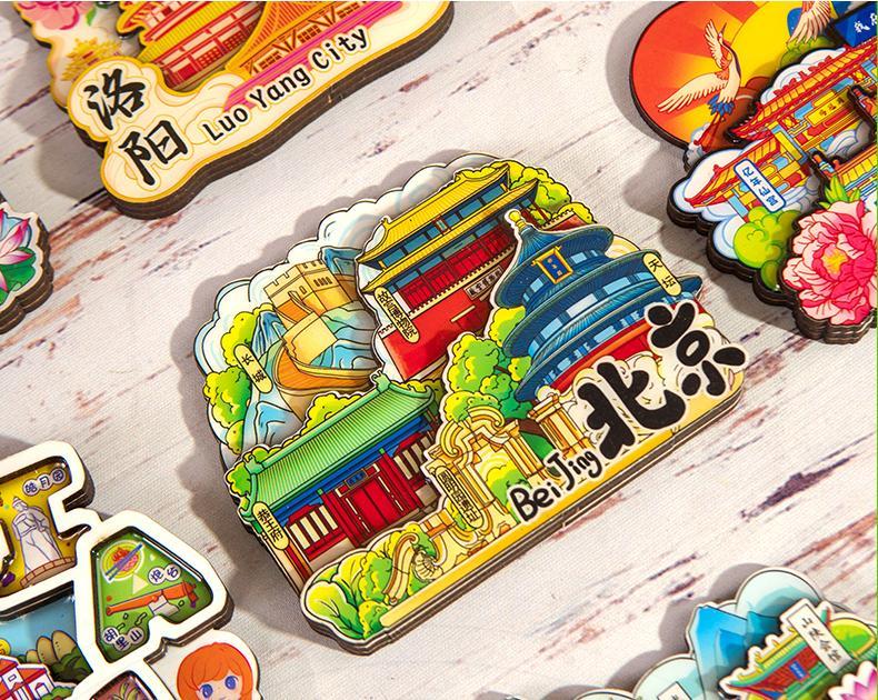 潮玩文创冰箱贴原创手绘木质磁性冰箱贴（财神）