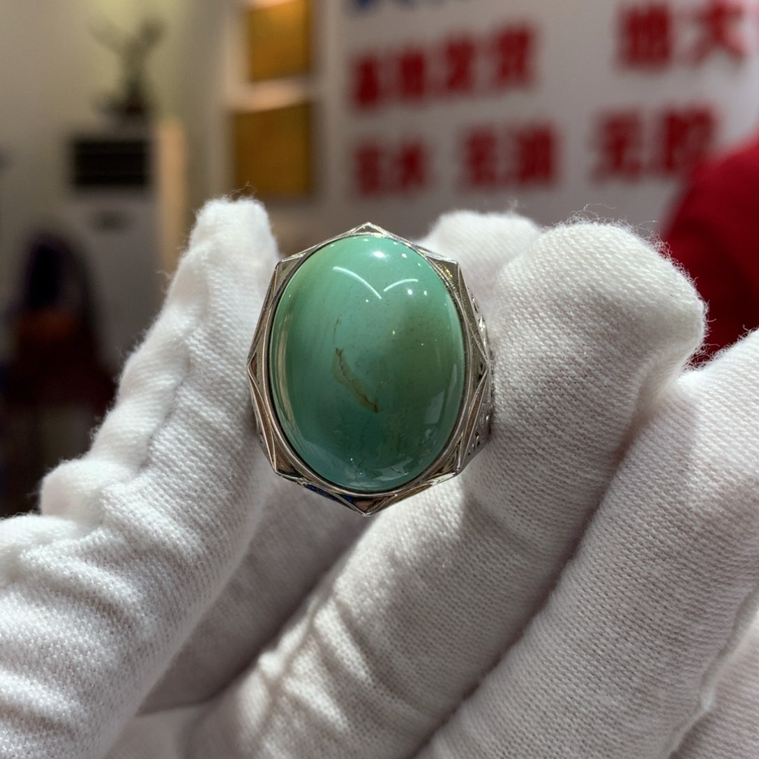 绿松石戒指银S925镶嵌
