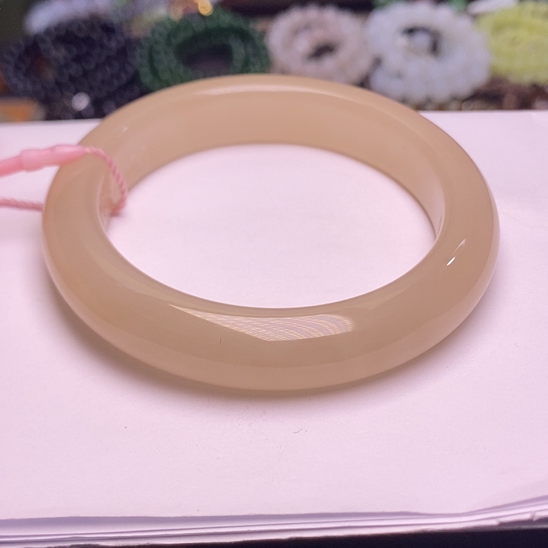 和田玉未镶嵌颈饰藕粉红粉老矿料特细料手镯58