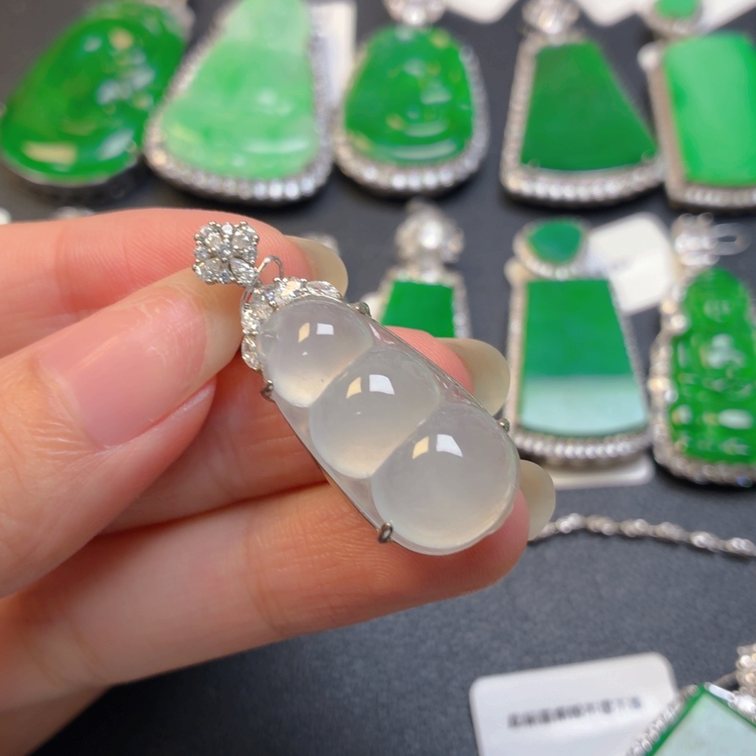 翡翠银S925镶嵌吊坠(不含链)