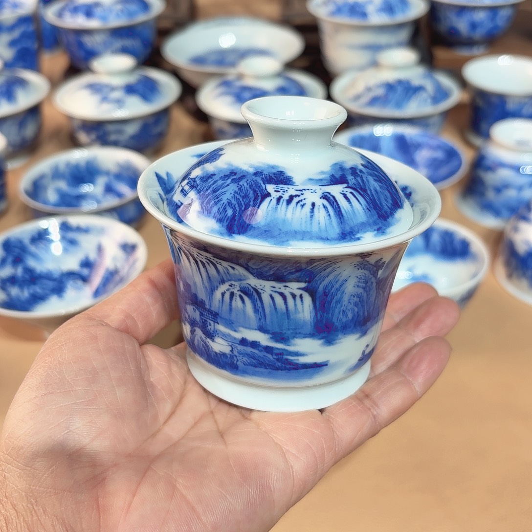 景德镇纯手绘盖碗