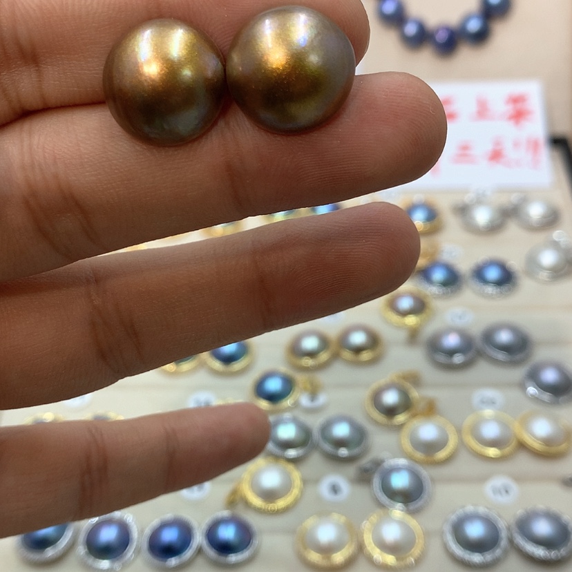 【闪购商品】耳饰拼合珍珠（马贝珠）银S925镶嵌