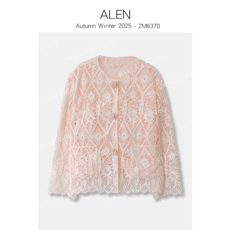 【Alen女装店】新中式国风气质时尚刺绣拼蕾丝上衣ZM8370