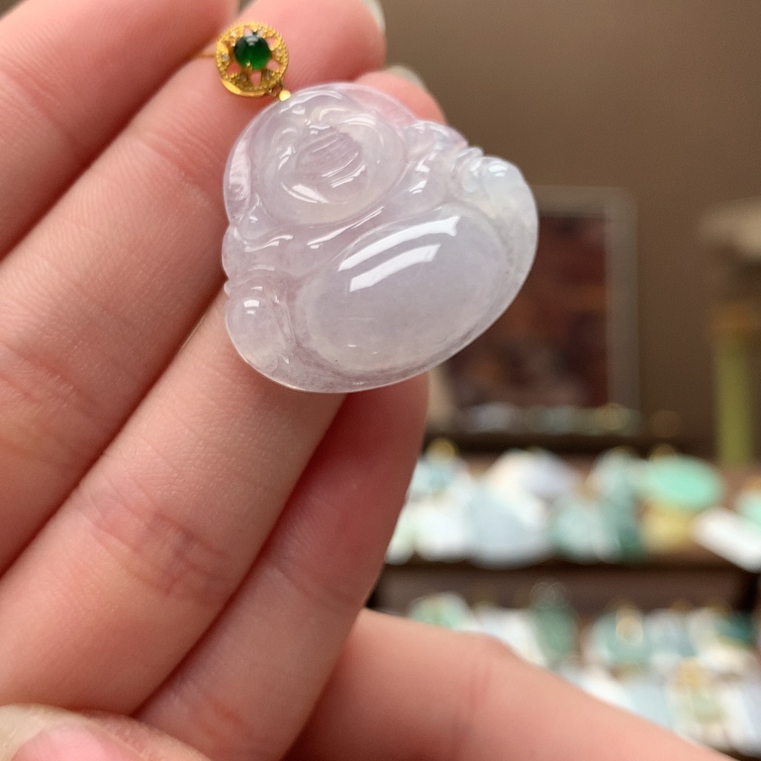 翡翠吊坠(不含链)18K金镶嵌