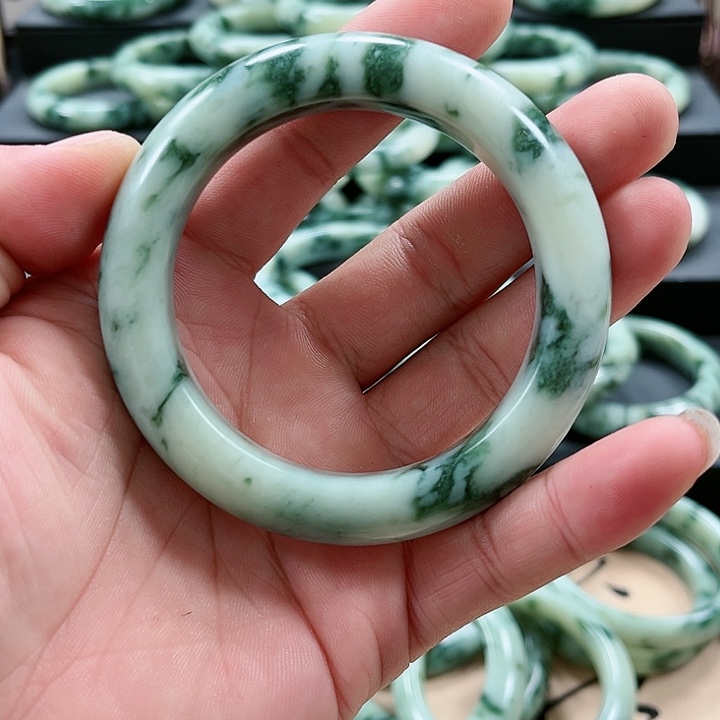 【闪购商品】透闪石-蛇纹石玉手镯银S925镶嵌