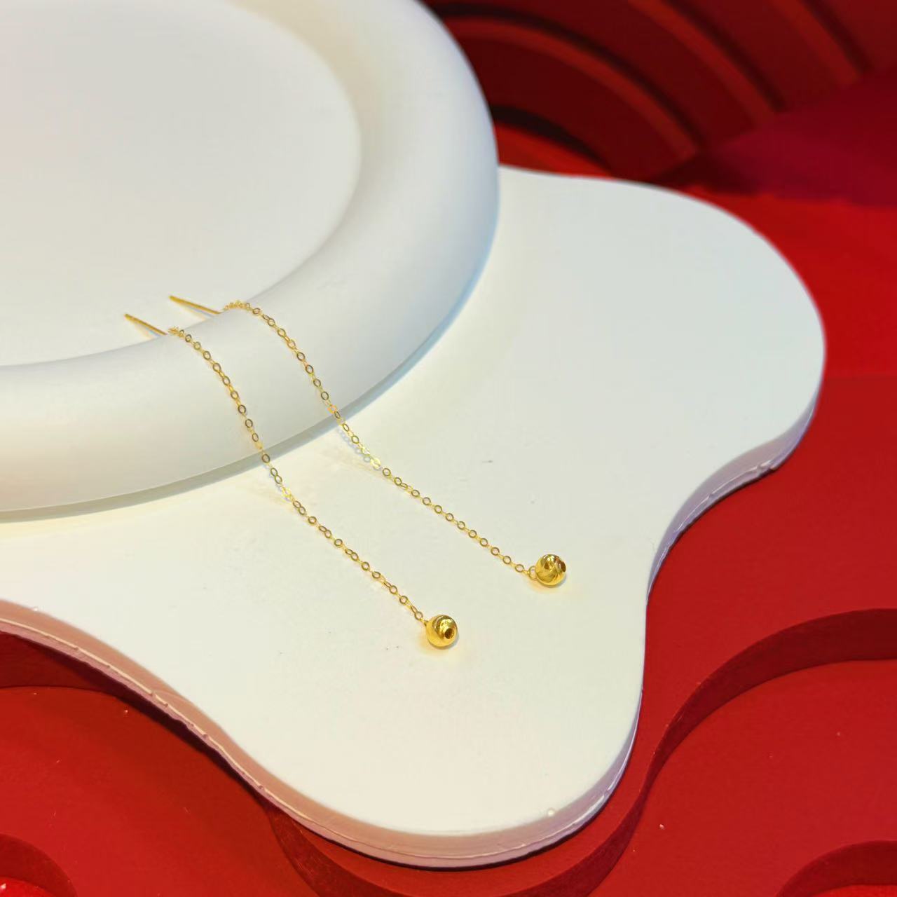 18K金转运珠耳线HNZ11586