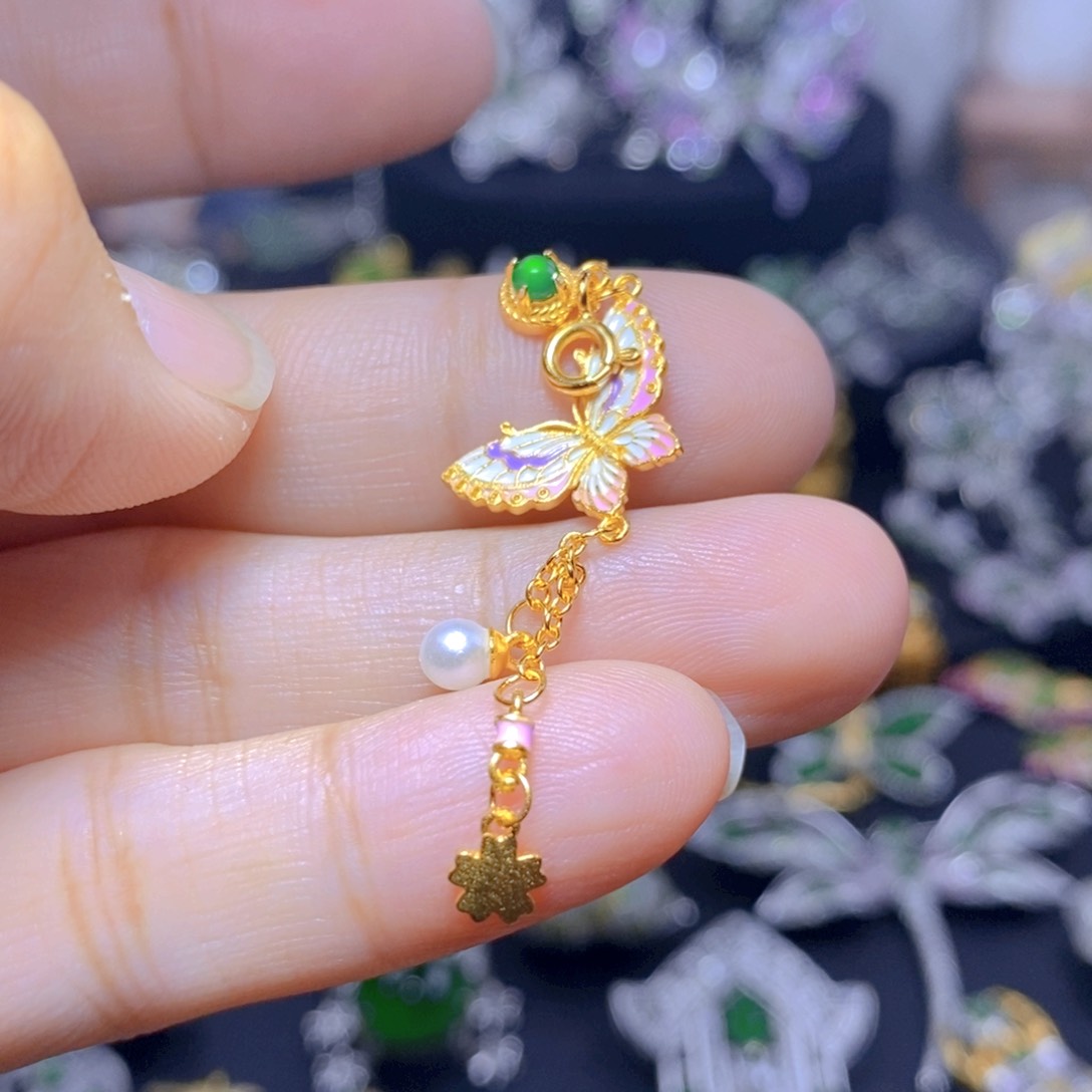 翡翠银S925镶嵌耳饰天然翡翠