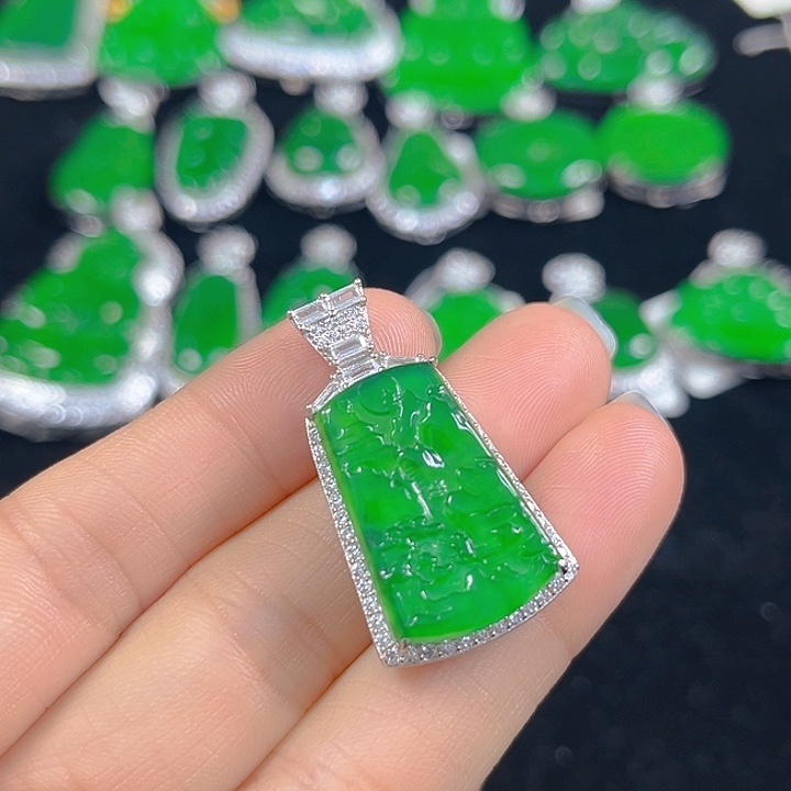 翡翠银S925镶嵌吊坠(不含链)