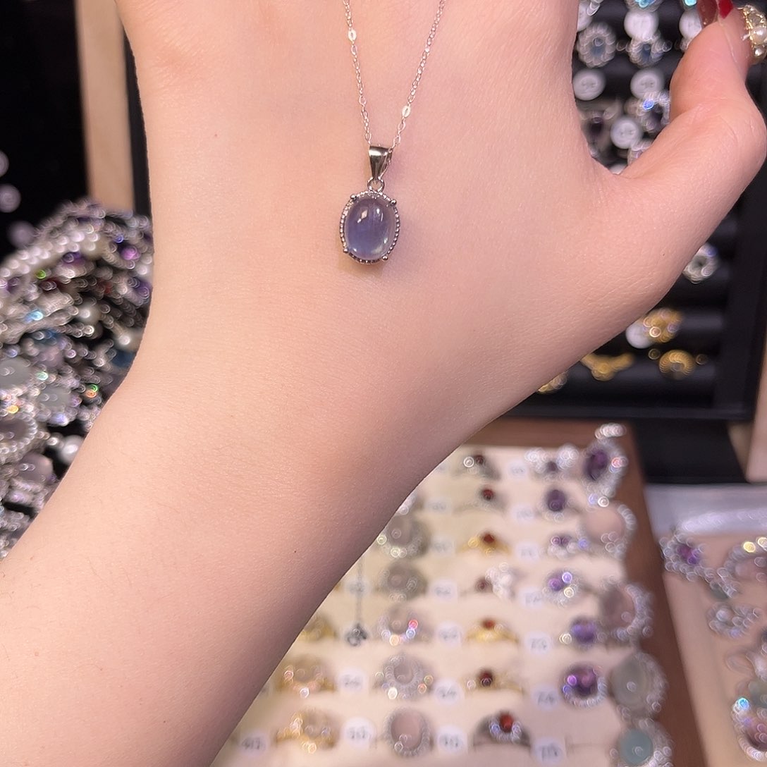 海蓝宝石颈饰银S925镶嵌