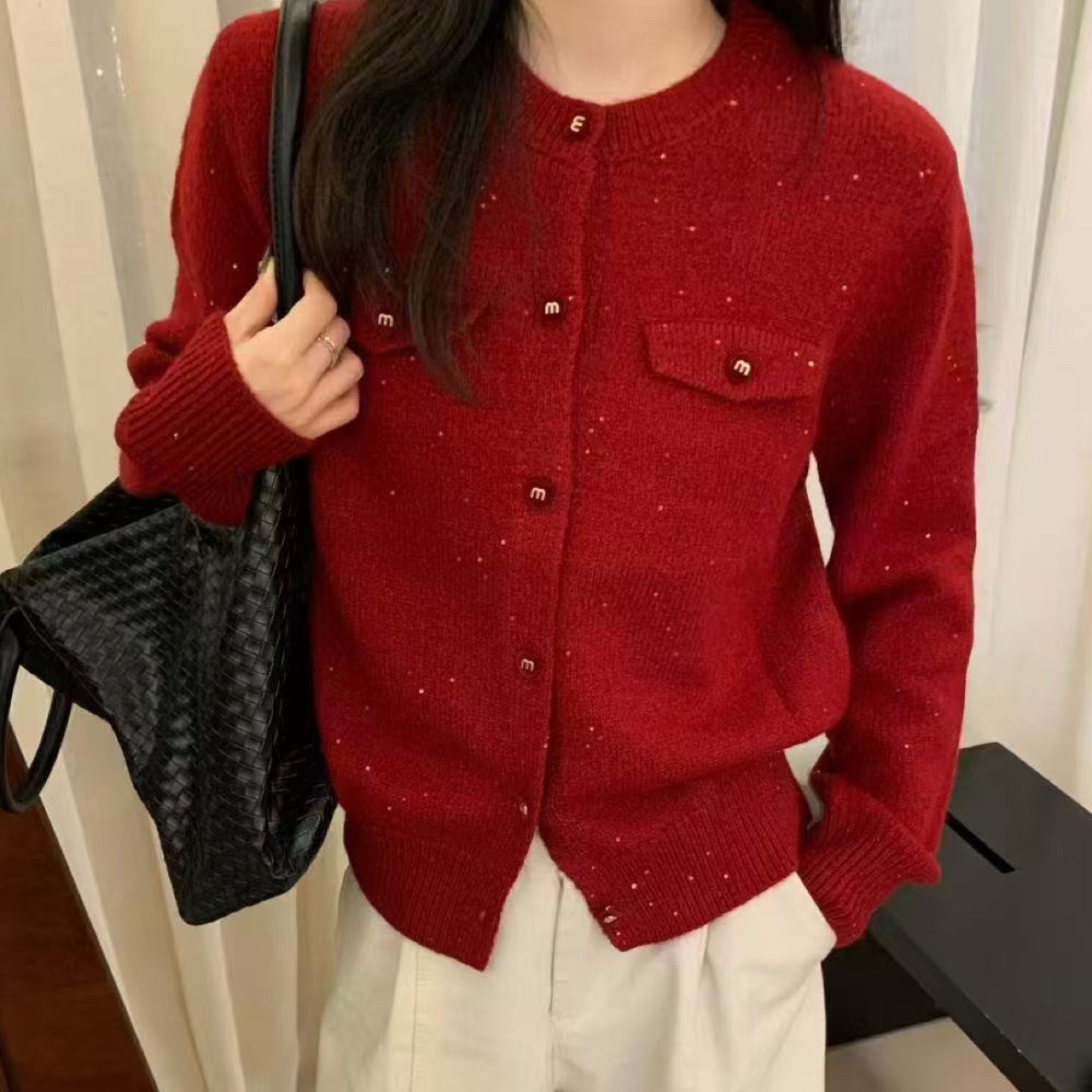 【维维66女装】小香香细闪绵羊毛衣