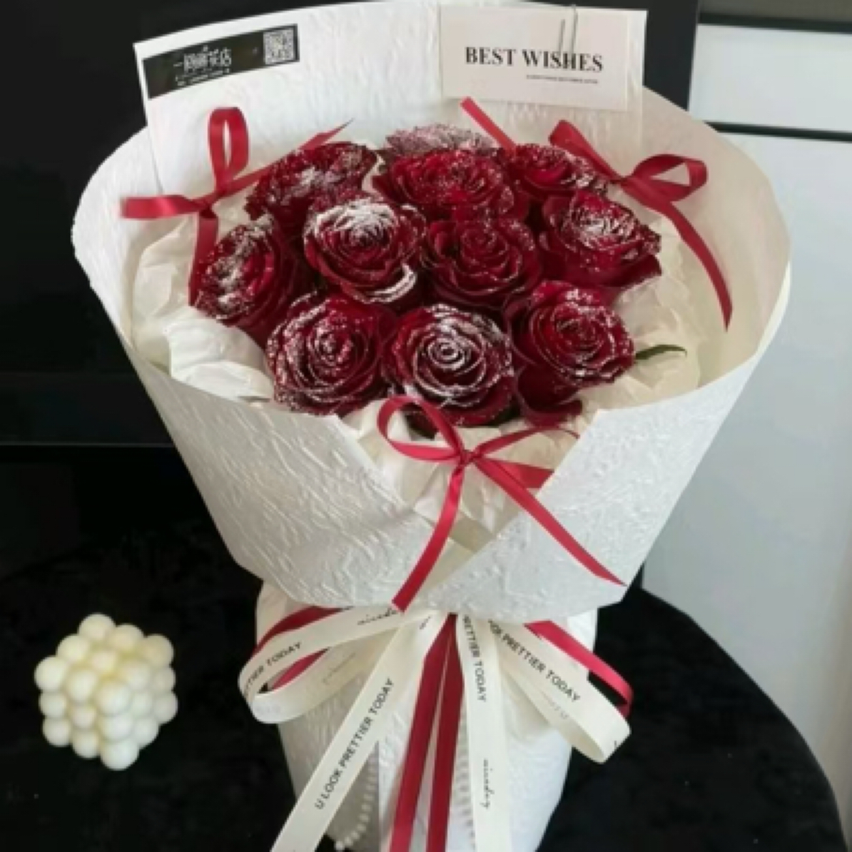 （落雪玫瑰）11朵落雪玫瑰鲜花花束送女友送老婆送闺蜜鲜花礼物