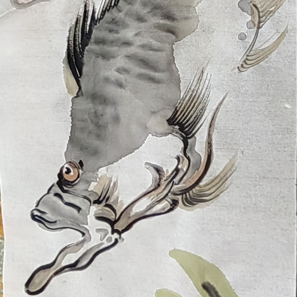 三尺对条100-25厘米大写意国画鳜鱼肥 适合客厅 餐厅等室内装饰