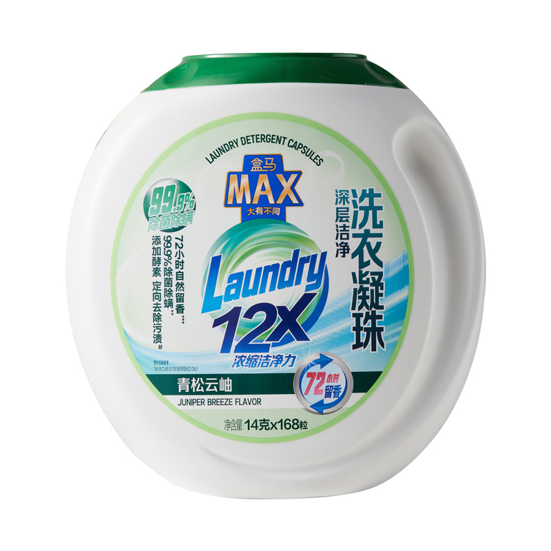 盒马MAX 深层洁净洗衣凝珠(单腔) 14g*168颗 家用清洗留香去污