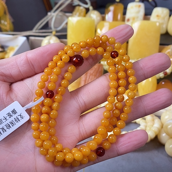 琥珀未镶嵌裸石108手链