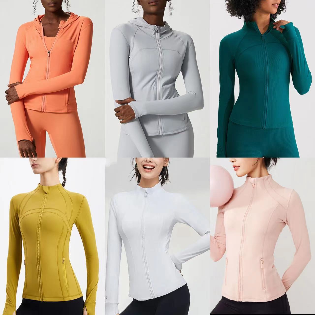 Kava Gie防晒瑜伽服外套女速干透气显瘦立领口袋长袖运动健身衣