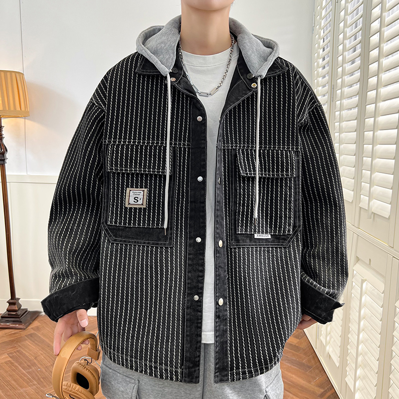 牛仔外套男春秋青少年潮牌男装新款宽松休闲工装男士夹克男生外衣