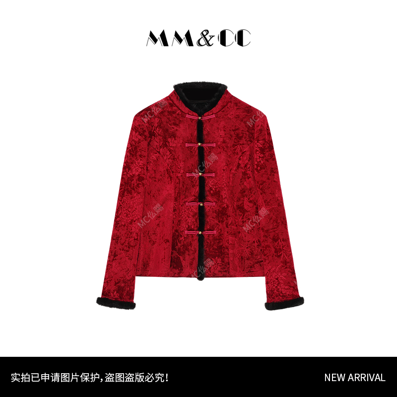 【诗瑶】新中式国风冬季新款提花气质显瘦打底上衣F9931