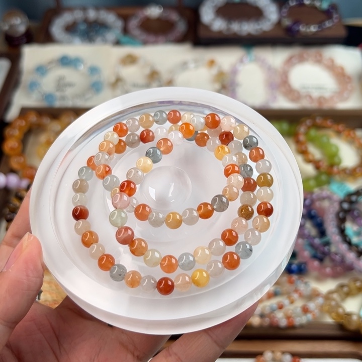 爱****水晶手链未镶嵌彩兔毛多圈拍两个数量