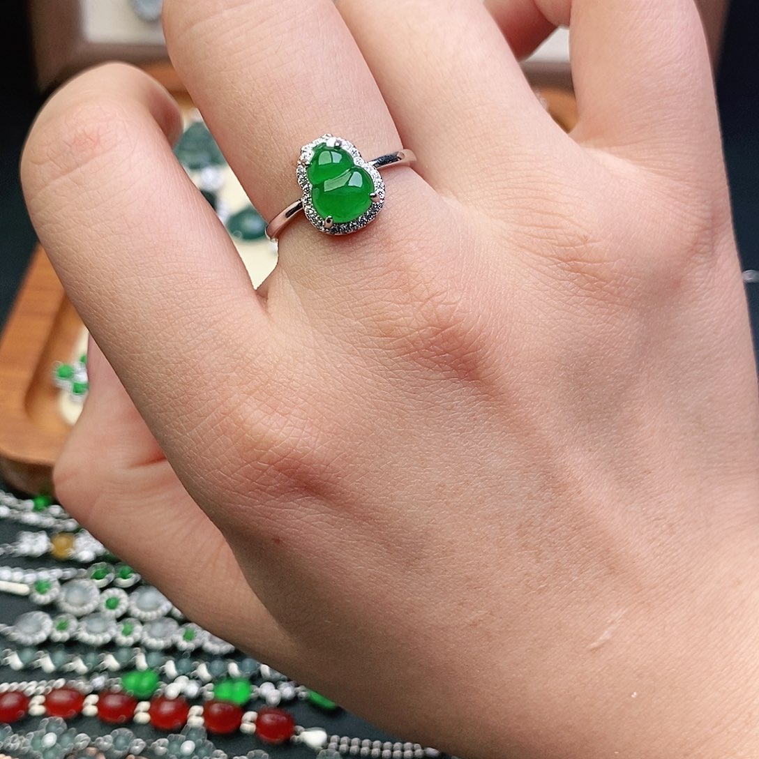 翡翠银S925镶嵌戒指