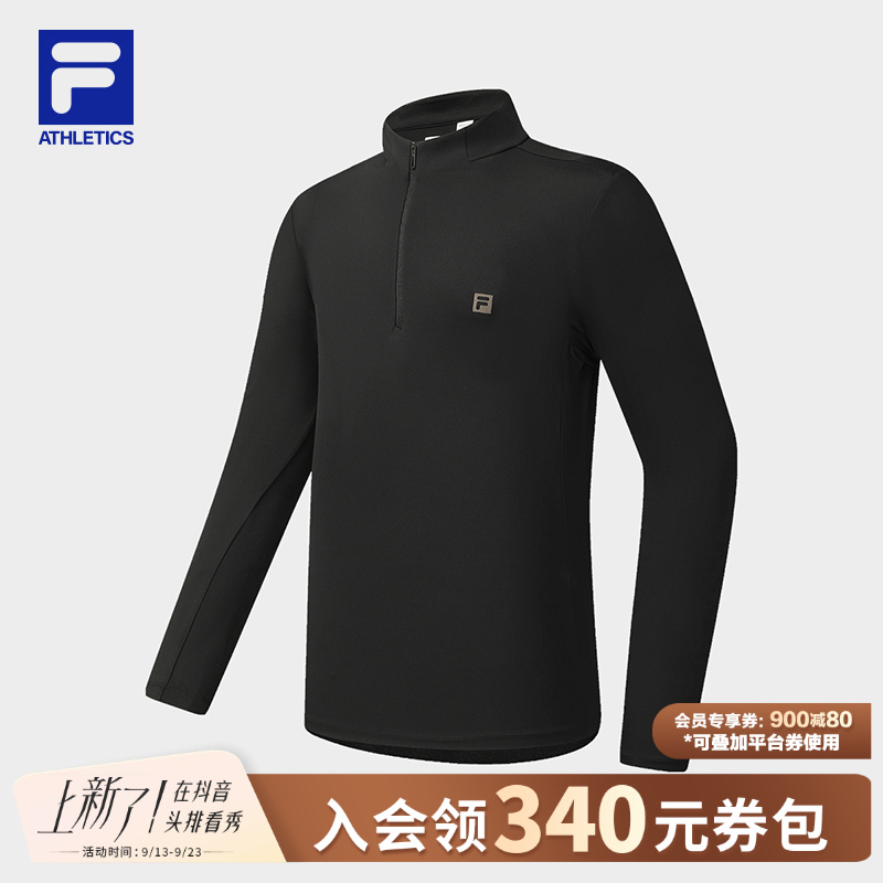 Fila/斐乐男士秋季高弹速干透气针织运动长袖上衣T恤A11M541215F