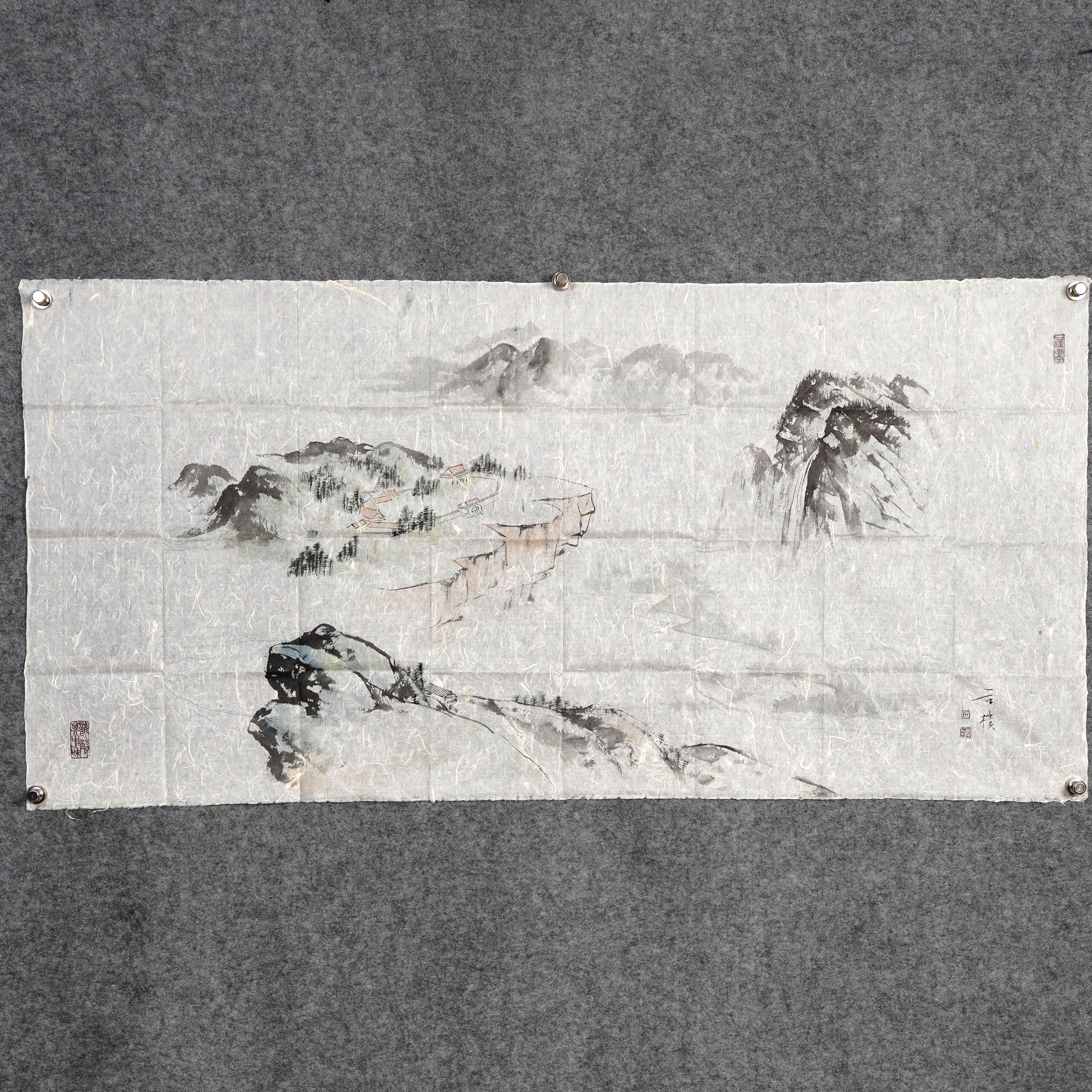 石朴《山中风光》约8.5平尺