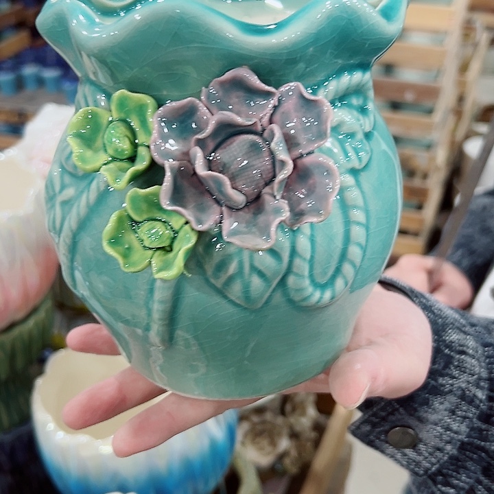 有孔.凑满10元发货多肉陶瓷花盆！