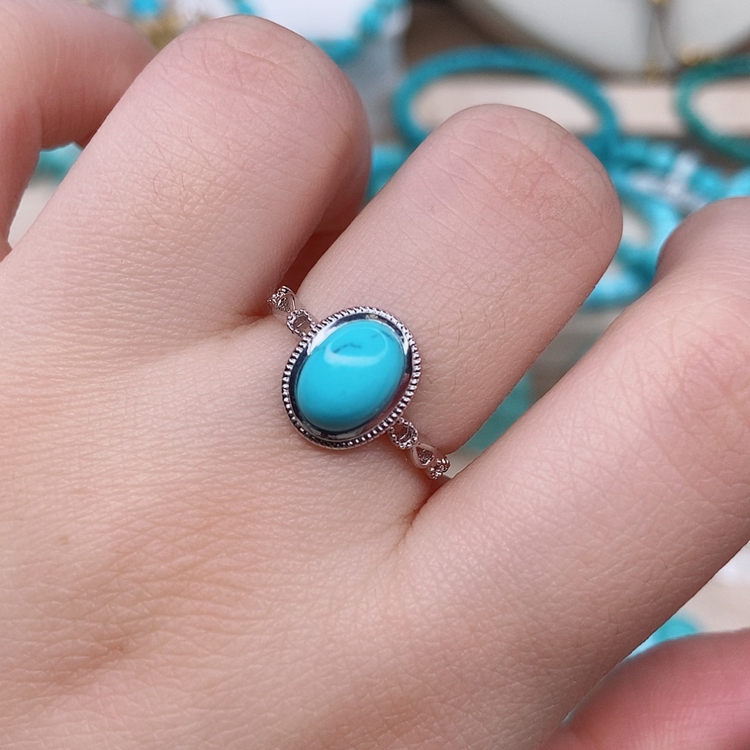 绿松石戒指银S925镶嵌