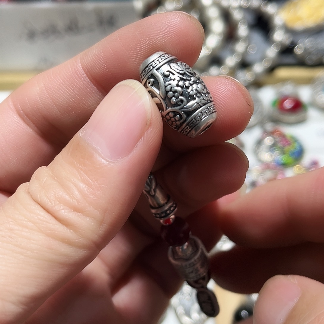 吊坠足银珐琅花珠子