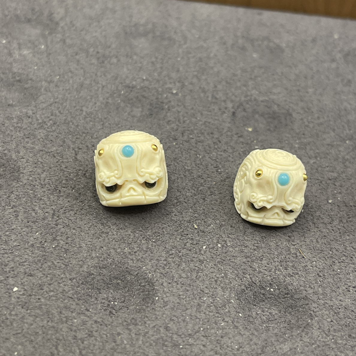 天然猛犸牙镶嵌阿呆精工雕刻DIY配饰单珠顶珠腰珠支持复检