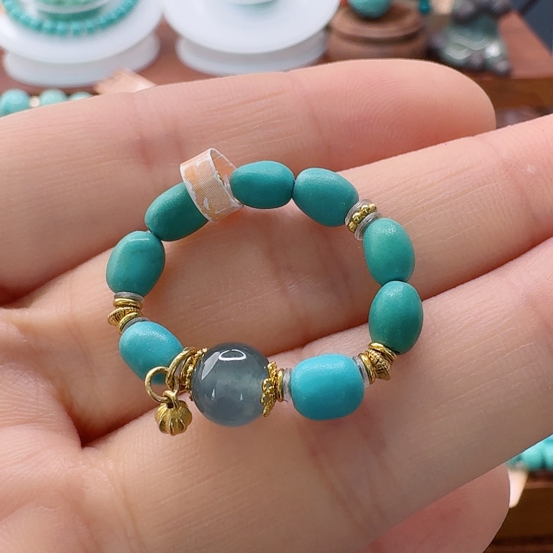 绿松石18K金镶嵌珠宝半成品