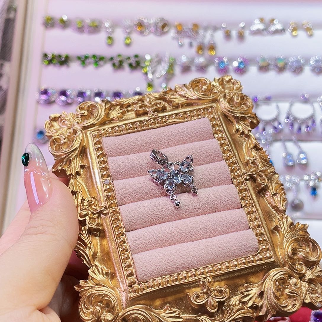 法****925银2a蓝蝴蝶吊坠