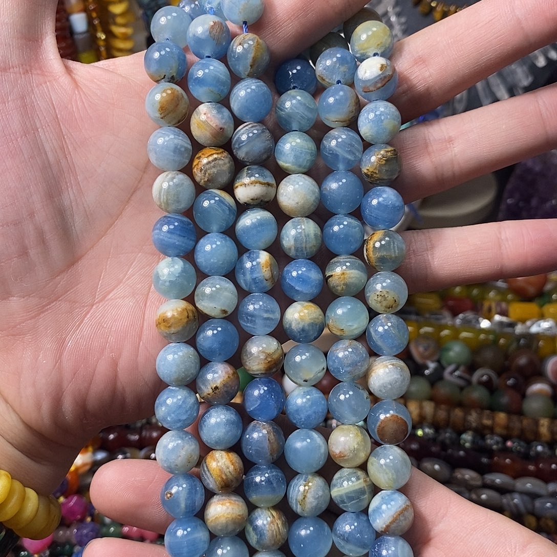 石英质玉未镶嵌，高品蓝方解12mm，