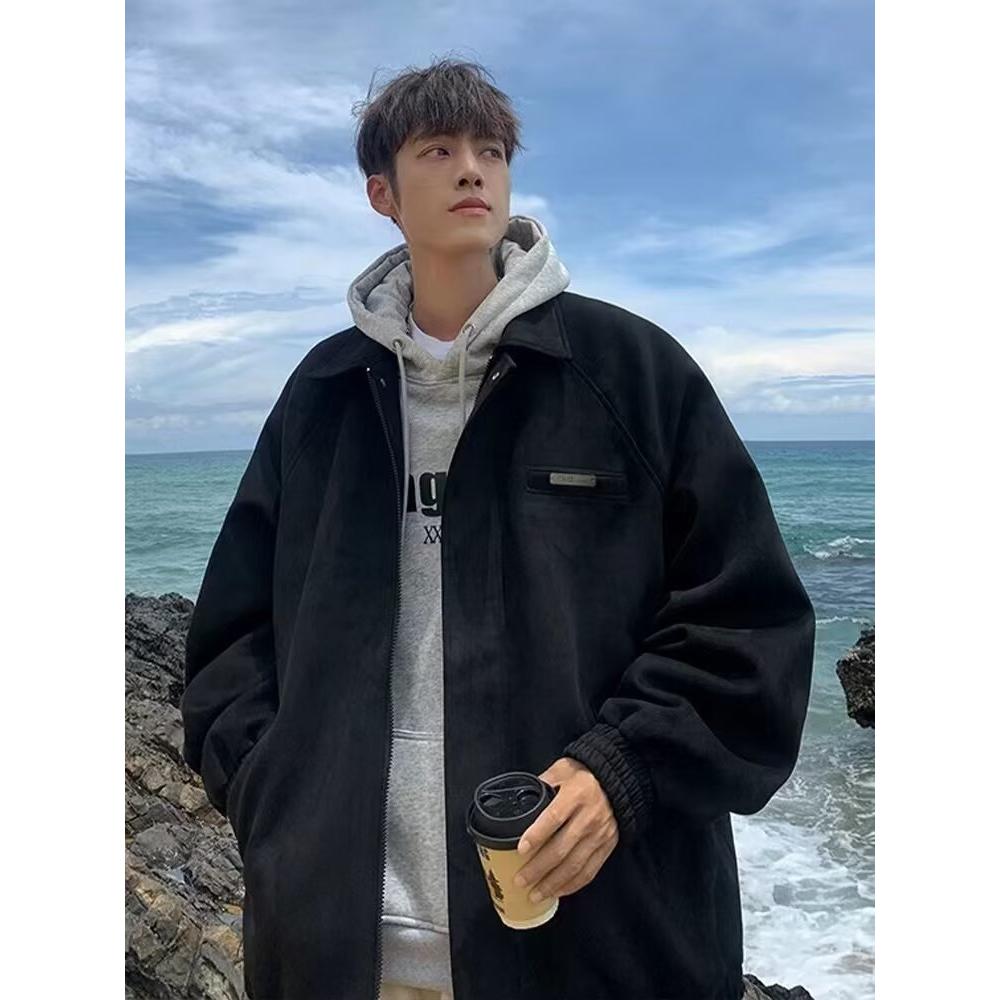 G31春秋季美式高街麂皮绒夹克男女款复古宽松百搭潮流休闲外套