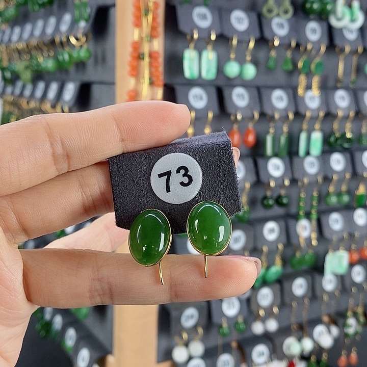 和田玉耳饰18K金镶嵌